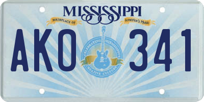 MS license plate AKO341