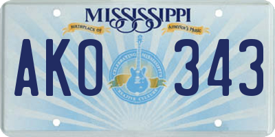MS license plate AKO343