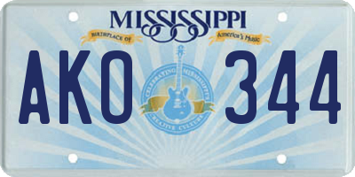 MS license plate AKO344
