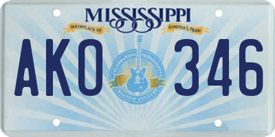MS license plate AKO346