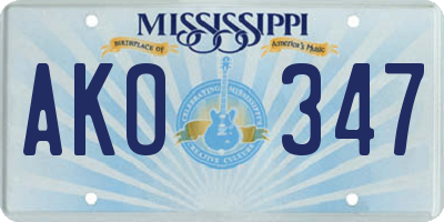 MS license plate AKO347