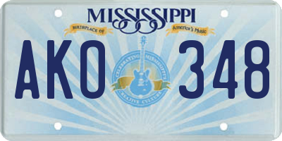 MS license plate AKO348