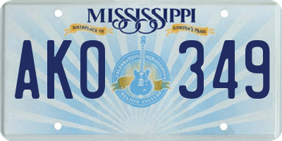 MS license plate AKO349