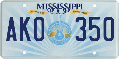 MS license plate AKO350