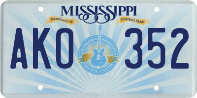 MS license plate AKO352