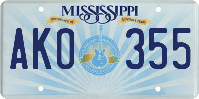 MS license plate AKO355