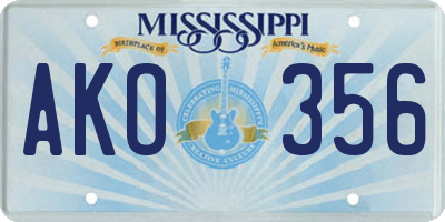 MS license plate AKO356