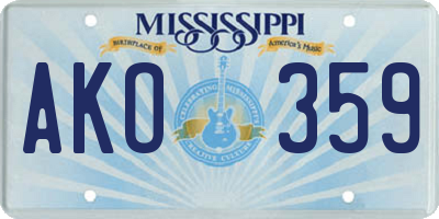 MS license plate AKO359