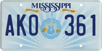 MS license plate AKO361