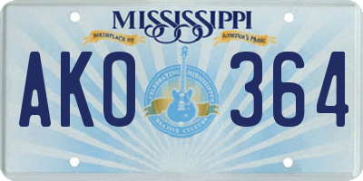MS license plate AKO364