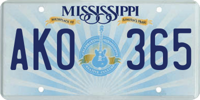 MS license plate AKO365