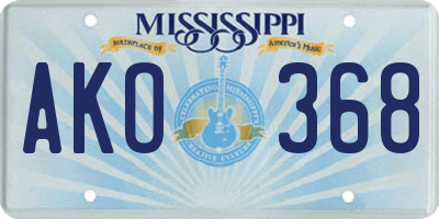 MS license plate AKO368