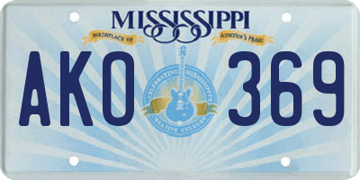 MS license plate AKO369