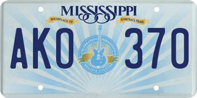MS license plate AKO370
