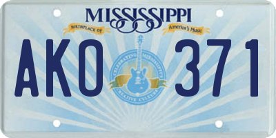 MS license plate AKO371