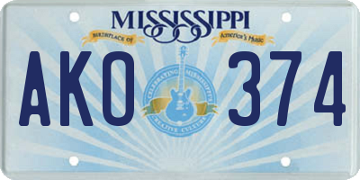 MS license plate AKO374
