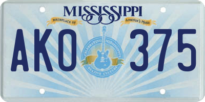 MS license plate AKO375