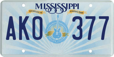 MS license plate AKO377
