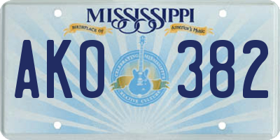 MS license plate AKO382