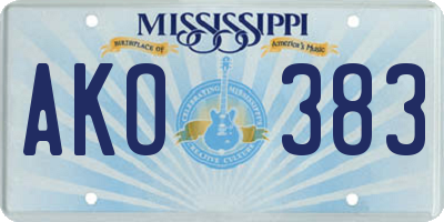 MS license plate AKO383