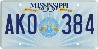MS license plate AKO384