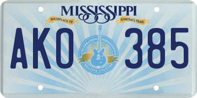 MS license plate AKO385