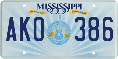 MS license plate AKO386