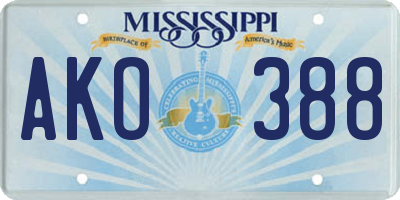 MS license plate AKO388