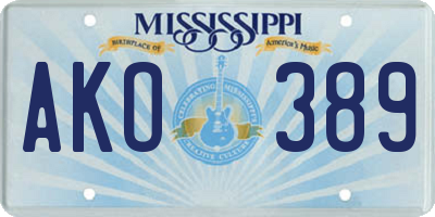 MS license plate AKO389