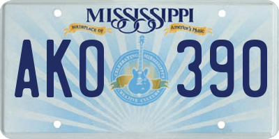 MS license plate AKO390