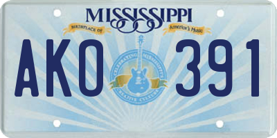 MS license plate AKO391