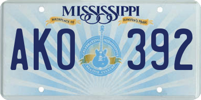 MS license plate AKO392