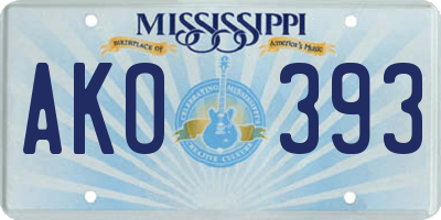 MS license plate AKO393