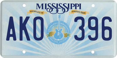 MS license plate AKO396