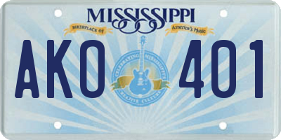 MS license plate AKO401