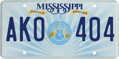 MS license plate AKO404