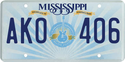 MS license plate AKO406