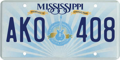 MS license plate AKO408