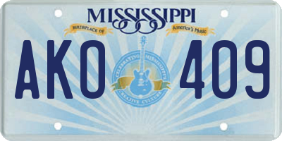 MS license plate AKO409
