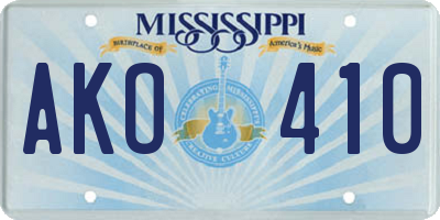 MS license plate AKO410