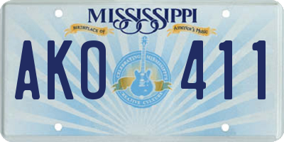 MS license plate AKO411