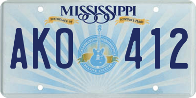 MS license plate AKO412