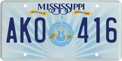 MS license plate AKO416