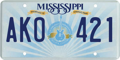 MS license plate AKO421