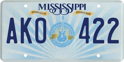 MS license plate AKO422