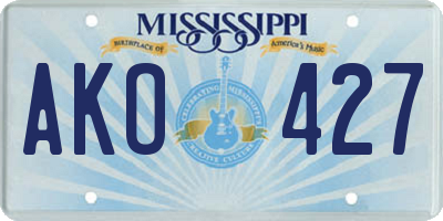 MS license plate AKO427
