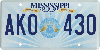 MS license plate AKO430