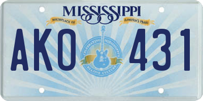 MS license plate AKO431