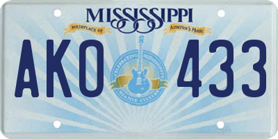 MS license plate AKO433