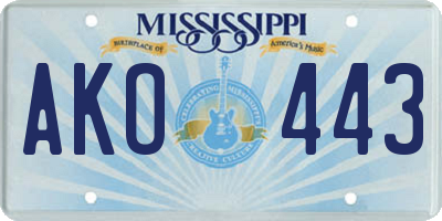 MS license plate AKO443